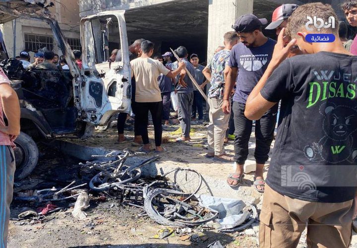 آثار الدمار الذي لحق بمدرسة عبد الفتاح حمود بعد استهدافها من طائرات الاحتلال