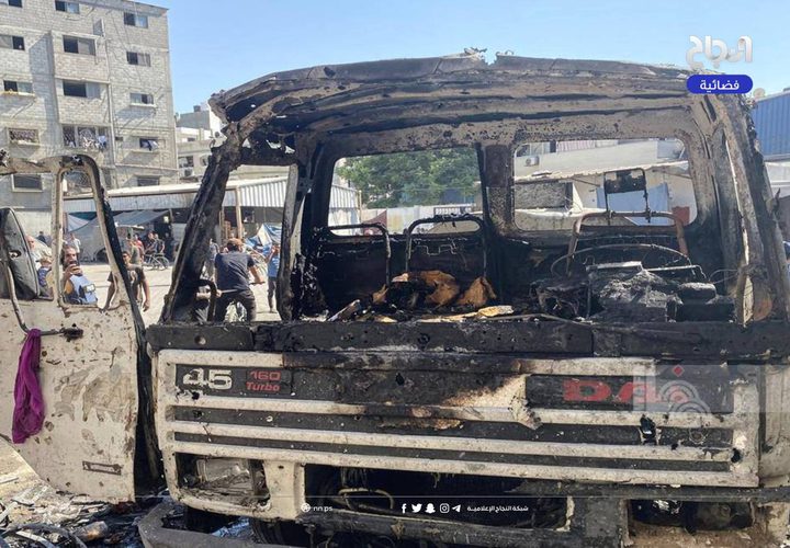 آثار الدمار الذي لحق بمدرسة عبد الفتاح حمود بعد استهدافها من طائرات الاحتلال
