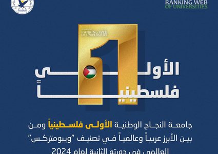جامعة النجاح الوطنية الاولى فلسطينا في تصنيف الويبمتركس  ٢٠٢٤
