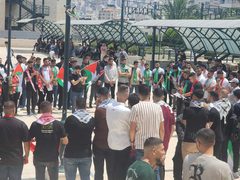 الكتل الطلابية في جامعة النجاح تنظم وقفة تضامنية مع غزة تنديدا بمجازر الاحتلال