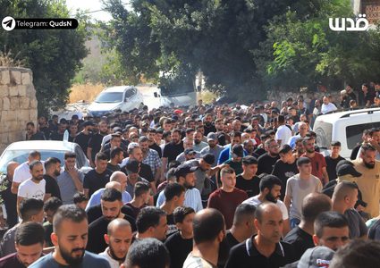 أهالي محافظة طوباس يشيعون شهداءهم الخمسة جراء قصف الاحتلال