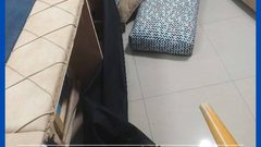 من الخراب والدمار الذي أحدثه جيش الاحتـ.ـلال في منزل المواطن معتز نصاصرة بعد مداهمته في بلدة بيت فوريك شرق نابلس.