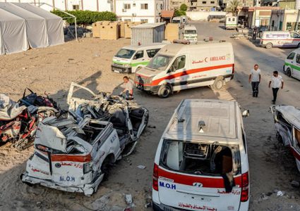 الهلال الاحمر:توقف جميع مركبات الاسعاف شمال قطاع غزة