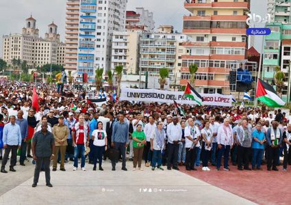هافانا تنتفض من أجل فلسطين .. مظاهرة حاشدة بقيادة الرئيس الكوبي