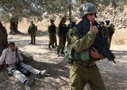 الاحتلال يمنع المواطنين من قطف الزيتون في تل الرميدة وسط الخليل