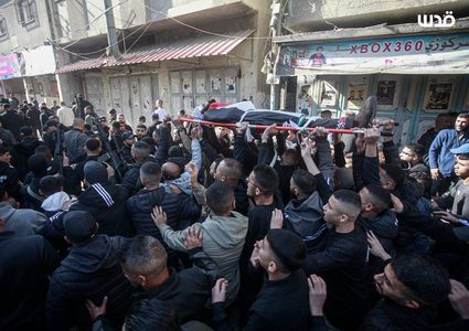 تشييع جثمان الشهيد مصطفى مشة في مخيم بلاطة