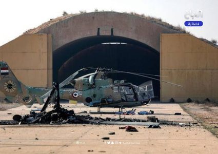 مروحيات سورية استهدفها جيش الاحتلال في قصفه المكثف لقواعد عسكرية.