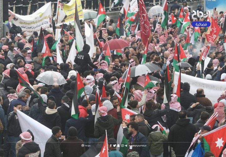 مظاهرات حاشدة في الأردن رفضا لتصريحات ترامب لتهجير الفلسطينيين