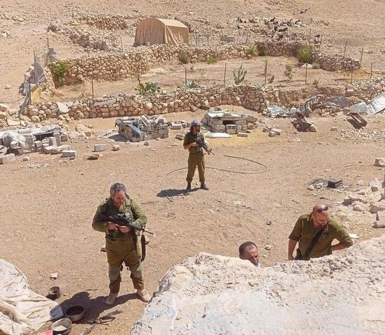 مستوطنون يقتحمون تل ماعين الأثري ويطلقون مواشيهم في المحاصيل بمسافر يطا