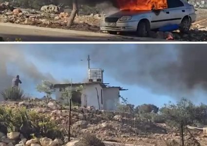 مستعمرون يحرقون غرفا زراعية قرب المغير