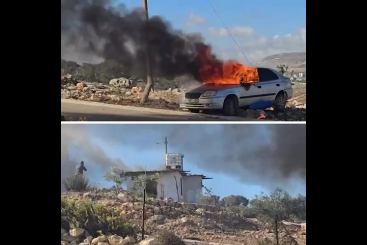 مستعمرون يحرقون غرفا زراعية قرب المغير