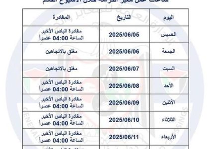 تعديل على ساعات عمل معبر الكرامة خلال عيد الاضحى