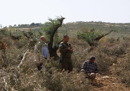 مستوطنون يجرفون أراضي في قرية سالم شرق نابلس