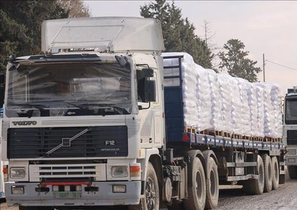 وصول عدد من شاحنات المساعدات الإنسانية إلى المستودعات في قطاع غزة