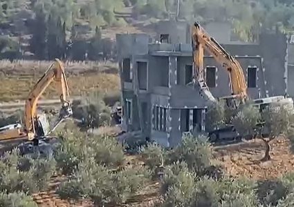 الاحتلال يهدم منزلا قيد الانشاء في جلبون شرق جنين