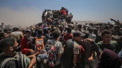 مشاهد صادمة لطوفان بشري نحو شاحنات المساعدات في غزة بحثا عن النجاة وسد رمق الجوع