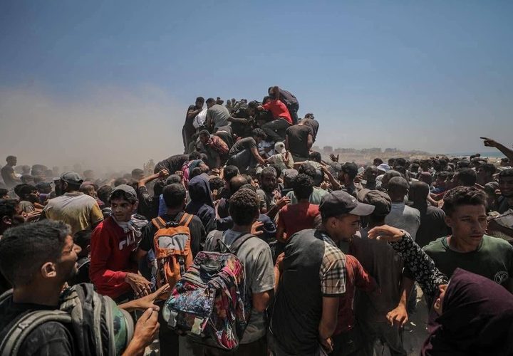 مشاهد صادمة لطوفان بشري نحو شاحنات المساعدات في غزة بحثا عن النجاة وسد رمق الجوع