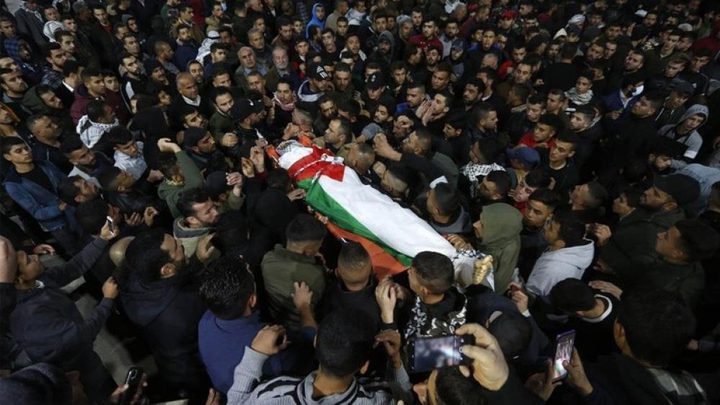 جماهير شعبنا تشييع جثمان الشهيد العامر في جنين