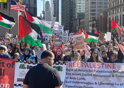 تظاهرة حاشدة في مدينة دالاس الأميركية تنديداً بجرائم الاحتلال بحق الفلسطينيين