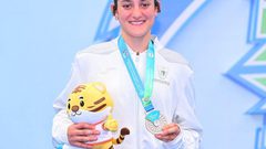 بطلة فلسطين مريم بشارات تكتفي بفضية آسيا للكاراتيه