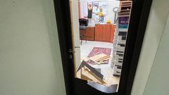 آثار التخريب في مبنى الاتحاد العام لنقابات عمال فلسطين خلال اقتحام مدينة نابلس.