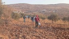 مستوطنون برفقة جيش الاحتلال يعتدون على المزارعين في قرية سالم شرق نابلس ويمنعوهم من البقاء في أرضهم