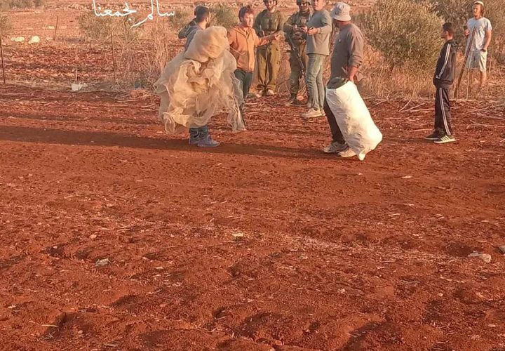 مستوطنون برفقة جيش الاحتلال يعتدون على المزارعين في قرية سالم شرق نابلس ويمنعوهم من البقاء في أرضهم