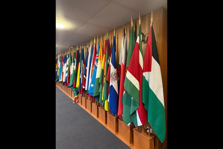 علم فلسطين يرفع لأول مرة بين أعلام الدول الأعضاء في مقر الاتحاد البريدي العالمي