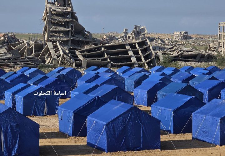 اللجنة المصرية تنتهي من تجهيز مخيم كامل لايواء سكان مدينة الزهراء المهدمة ابراجهم وسط القطاع