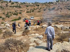 مستوطنون يجرفون أراضي في قرية أم صفا