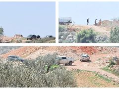 مستوطنون يشرعون بإقامة بؤرة استيطانية ويغلقون طريقًا زراعيًا في بيت إكسا