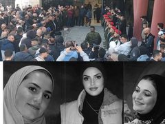 بدء مراسم الجنازة العسكرية لضحايا عائلة المسالمة في بلدة #بيت_عوا غرب الخليل؛ إثر سقوط شظـ،ـــــايا على مكان تواجدهن