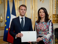 سفيرة فلسطين لدى فرنسا تقدّم أوراق اعتمادها للرئيس  ماكرون في قصر الإليزيه