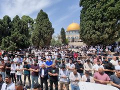 عشرات الآلاف يؤدون صلاة الجمعة في المسجد الأقصى المبارك.