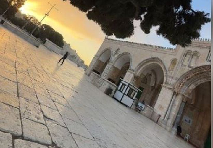 باحات المسجد الأقصى الفارغة في ظل الإغلاق المستمر صباح اليوم.