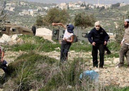 مستوطنون يمنعون مزارعين من حراثة أراضيهم في بيت إكسا