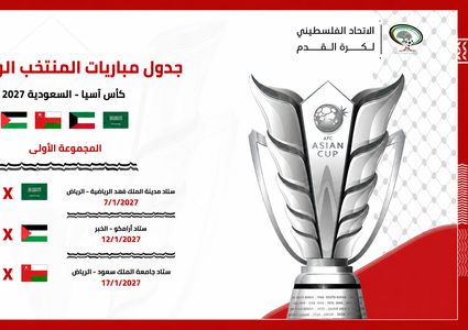 الإعلان عن جدول مباريات منتخبنا الوطني ببطولة أمم آسيا 2027