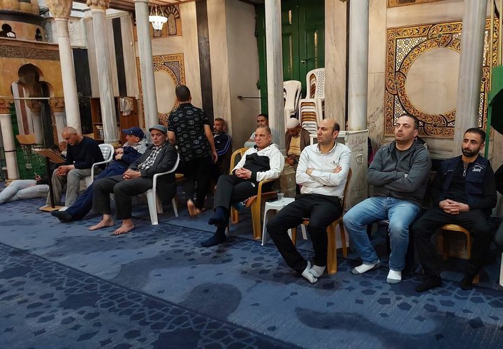 خطبة وصلاة الجمعة في الحرم الإبراهيمي الشريف بالبلدة القديمة في مدينة الخليل