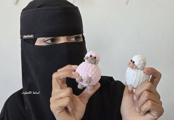 فاطمة ابو حطب تصنع دمى خرفان ضمن مبادرة لتوزيعها على الاطفال وادخال الفرحة عليهم ابتهاحا بقدوم عيد الاضحى، في ظل استمرار الحرب على قطاع غزة ومنع ادخال الاضاحي الى القطاع للعام الثالث على التوالي