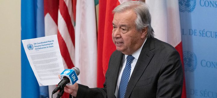 غوتيريش يؤكد ضرورة فتح معابر غزة فورا ودخول المساعدات الإنسانية دون عوائق