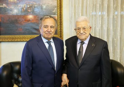 الرئيس الفلسطيني محمود عباس يستقبل الأمين العام لجامعة الدول العربية نبيل فهمي
