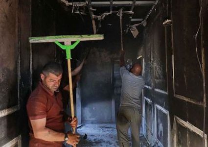 آثار إحراق المستوطنين لمنزل في قرية "تل" جنوب غرب مدينة نابلس