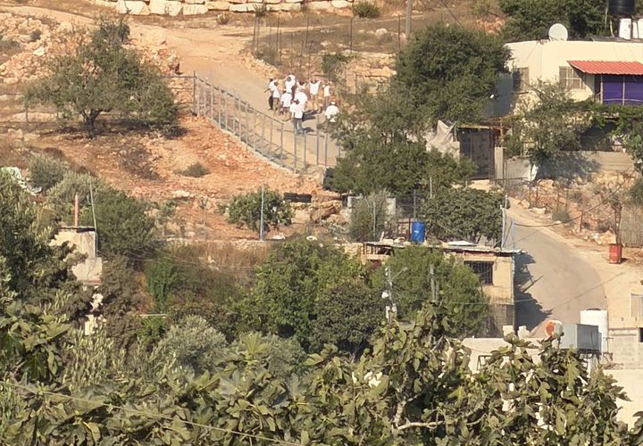 مستوطنون ينفذون جولات استفزازية على أطراف قرية بورين جنوبي نابلس.
