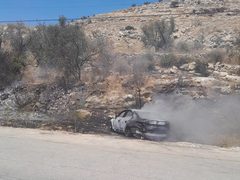 الاحتلال يتسبب بإحراق مركبة قرب بوابة خربثا بني حارث غرب الله