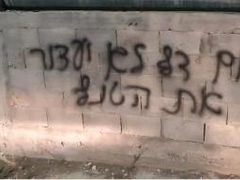 مستوطنون يحاولون إحراق بركس لتربية الدواجن ويخطون شعارات عنصرية غرب سلفيت