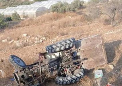 مصرع سيدة إثر انقلاب جرار زراعي في قرية كفر جمال شمال مدينة قلقيلية