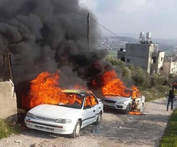 مستوطنون يشعلون النيران في أراضي نحالين