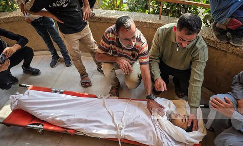 تشييع حسام الزاملي والطفلة جوري الصوفي وتامر أبو سنيمة في خان يونس